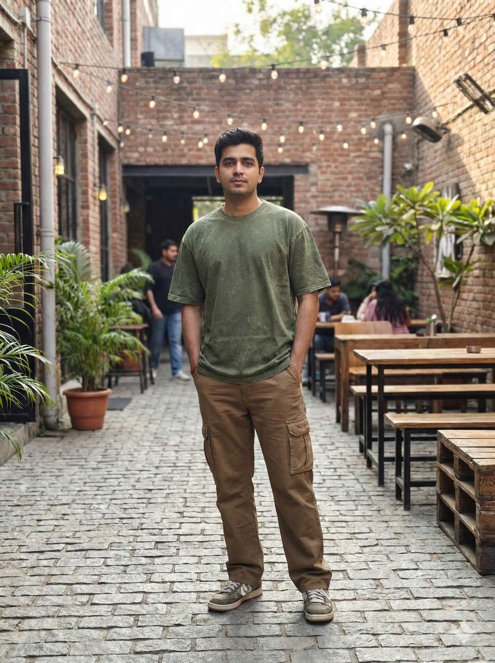 olive green acid wash tshirt