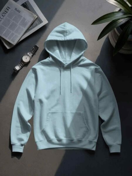 Baby Blue Solid Unisex Pullover Hoodie
