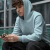 Baby Blue Solid Unisex Pullover Hoodie