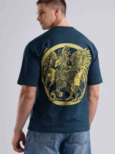 Majestic Griffin Puff Print Oversized T-Shirt