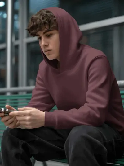 Maroon Solid Unisex Pullover Hoodie