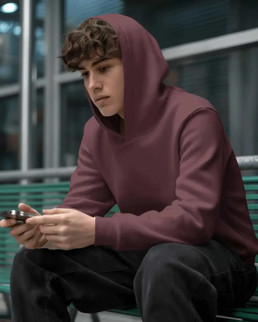 Maroon Solid Unisex Pullover Hoodie Maroon Solid Unisex Pullover Hoodie