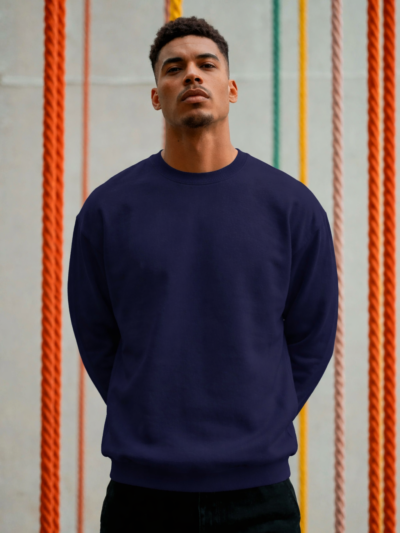 Classic Plain Crew Neck Sweatshirt – Navy Blue