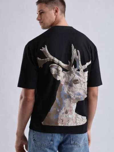 Deer Puff Print Oversized T-Shirt