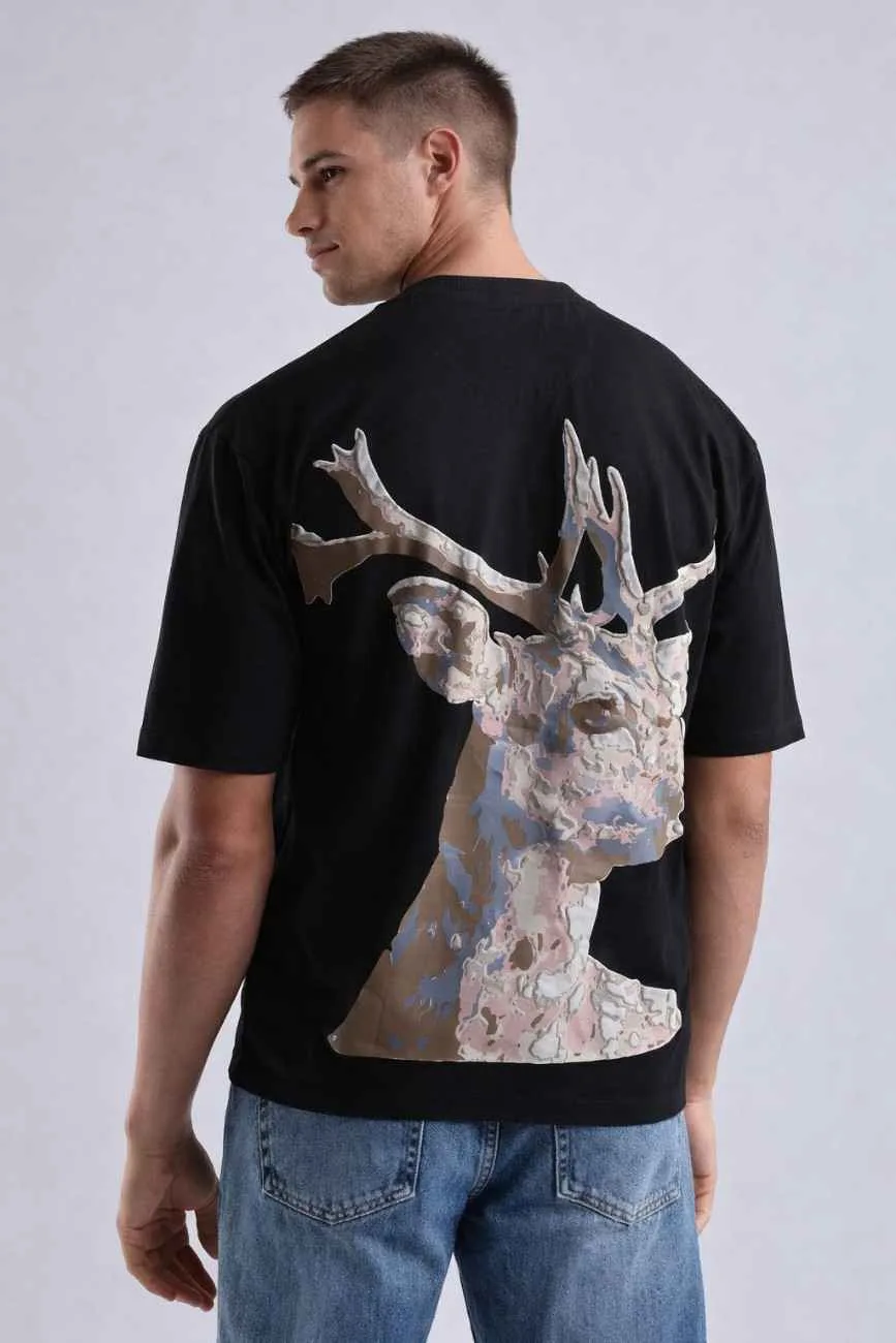 puff-black-deer-black-t-shirt2-1.jpeg Deer Puff Print Oversized T-Shirt
