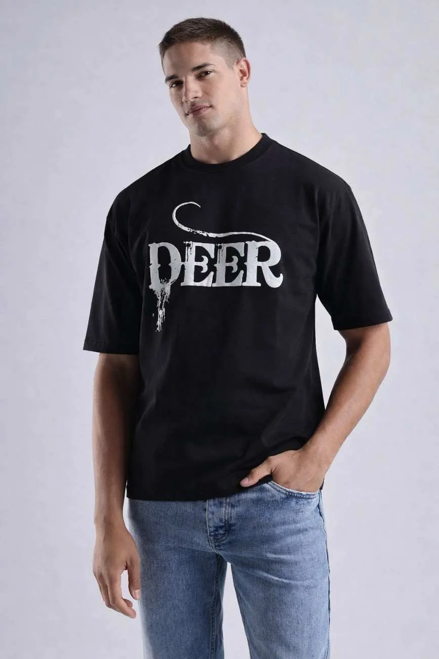Deer Puff Print Oversized T-Shirt Deer Puff Print Oversized T-Shirt