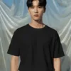 Essential Black Double Jersey Drop-Shoulder T-Shirt