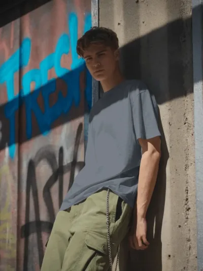 Cool Grey Double Jersey Drop-Shoulder T-Shirt