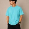 Aqua Blue Relaxed Fit Oversized Tee