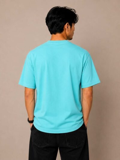 Aqua Blue Relaxed Fit Oversized Tee
