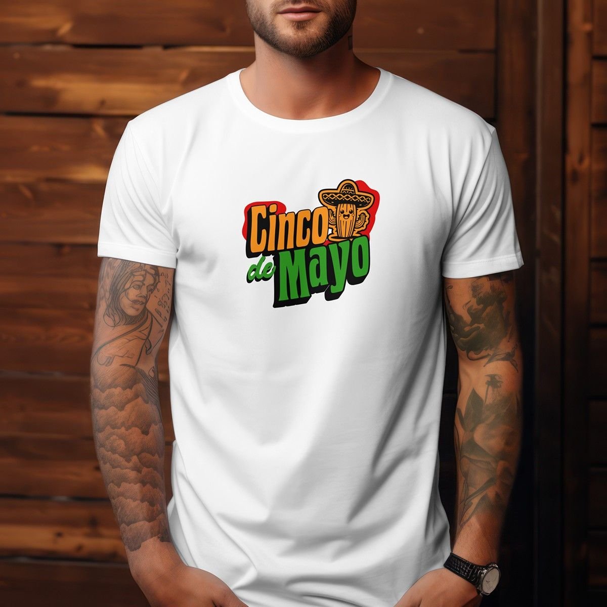 CincoDeMayo-SombreroHatCactusT-Shirt-Mockup Cinco De Mayo Graphic T-Shirt