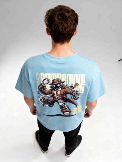 Cyber Detective Oversized T-Shirt – Futuristic Robot Edition