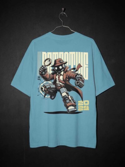 Cyber Detective Oversized T-Shirt – Futuristic Robot Edition